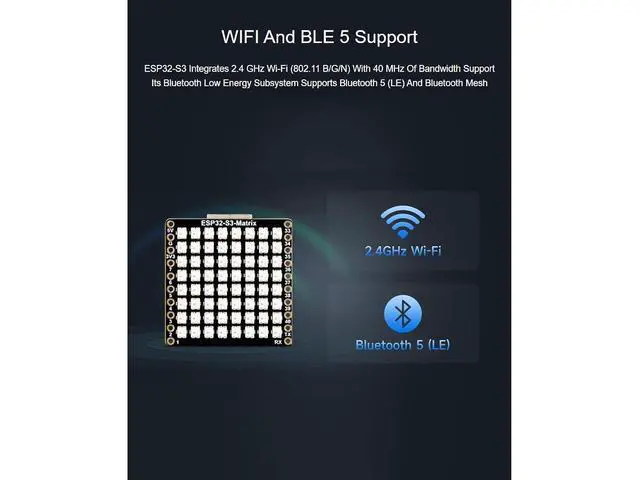 Alt view image 7 of 7 - ESP32-S3 RGB LED Matrix Development Board,Onboard 8×8 RGB LED Matrix,QMI8658C Attitude Sensor,Adopts ESP32-S3FH4R2 Chip with Dual-core Processor,Supports Wi-Fi,Bluetooth 5 (LE)