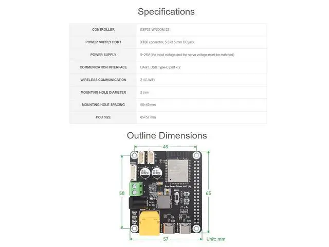 Alt view image 7 of 7 - Serial Bus Servo Driver Board Designed for Serial Bus Servo,Suitable for Raspberry P 5 / 4B,Integrates ESP32 and Servo Control Circuit,Based on The ESP32-WROOM-32 module