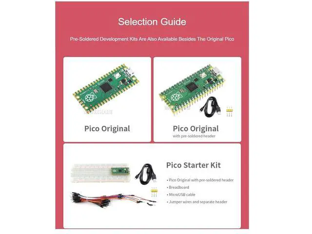 Alt view image 3 of 7 - Pre-soldered Raspberry Pi Pico Microcontroller Development Board with Header,Based on RP2040 Chip, Flexible Clock Running up to 133 MHz,Dual-core Arm Cortex M0+ Processor