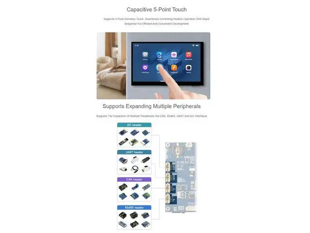 Alt view image 6 of 7 - ESP32-P4-WIFI6 7inch IPS Touch Display Development Board with OV5647 Camera,Based On ESP32-P4 and ESP32-C6 1024 × 600 Resolution 5-Point Touch Screen Supports Wi-Fi 6 / Bluetooth 5 (LE)