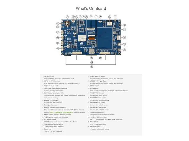 Alt view image 7 of 7 - ESP32-P4-WIFI6 7inch IPS Touch Display Development Board with OV5647 Camera,Based On ESP32-P4 and ESP32-C6 1024 × 600 Resolution 5-Point Touch Screen Supports Wi-Fi 6 / Bluetooth 5 (LE)