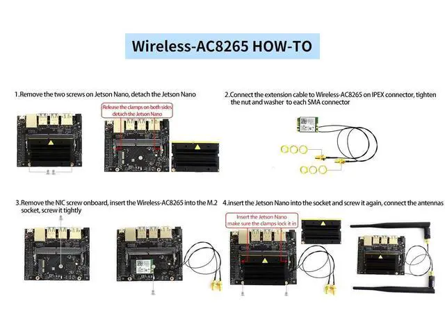 Alt view image 7 of 7 - Wireless-AC8265 Dual Mode AC8265 Wireless NIC Module for Jetson Nano Developer Kit M.2 NGFF Support 2.4GHz / 5GHz 300Mbps / 867Mbps Dual Band WiFi and Bluetooth 4.2