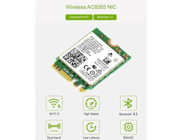 Alt view image 2 of 7 - Wireless-AC8265 Dual Mode AC8265 Wireless NIC Module for Jetson Nano Developer Kit M.2 NGFF Support 2.4GHz / 5GHz 300Mbps / 867Mbps Dual Band WiFi and Bluetooth 4.2