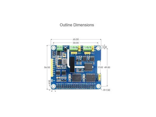 Alt view image 7 of 7 - 2-Channel Isolated CAN Bus Expansion HAT Compatible with Raspberry Pi 5/4B/3B+/Zero/Zero W/Zero WH/Jetson Nano,2-CH CAN HAT with MCP2515 + SN65HVD230 Dual Chips Solution