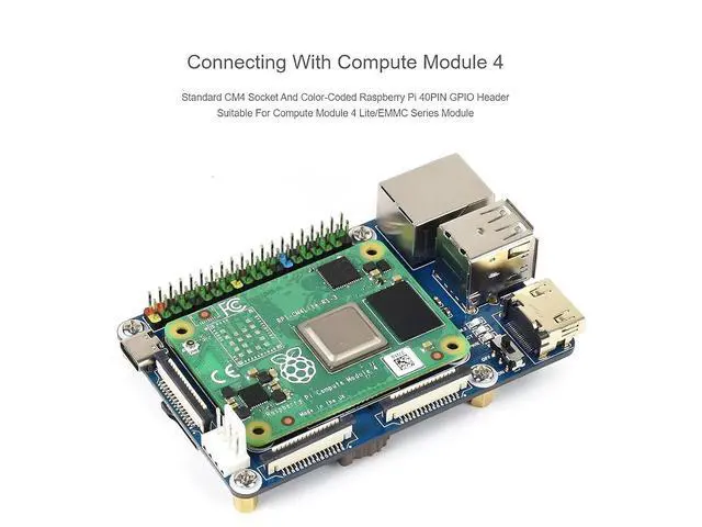Alt view image 4 of 7 - for Raspberry Pi Compute Module 4 IO Board,Mini Base Board (B) Full Version with Standard CM4 Socket and Color-Coded Raspberry Pi 40PIN GPIO Header Onboard CSI/DSI/FAN/HDMI/USB/RJ45 Connectors