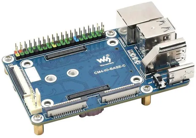 Main image of for Raspberry Pi Compute Module 4 IO Board,Mini Base Board (C) Advanced Version with Standard CM4 Socket and Color-Coded Raspberry Pi 40PIN GPIO Header Onboard CSI/FAN/HDMI/USB/RJ45 Connectors