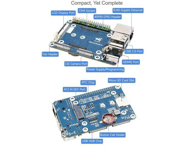 Alt view image 5 of 7 - for Raspberry Pi Compute Module 4 IO Board,Mini Base Board (C) Advanced Version with Standard CM4 Socket and Color-Coded Raspberry Pi 40PIN GPIO Header Onboard CSI/FAN/HDMI/USB/RJ45 Connectors