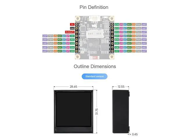 Alt view image 4 of 7 - ESP32-S3 1.3inch Display Development Board with Case 240×240 Pixels 262K Color LCDSupports 90° Hardware Rotation,Built-in ST7789V2 Chip and 6-Axis IMU