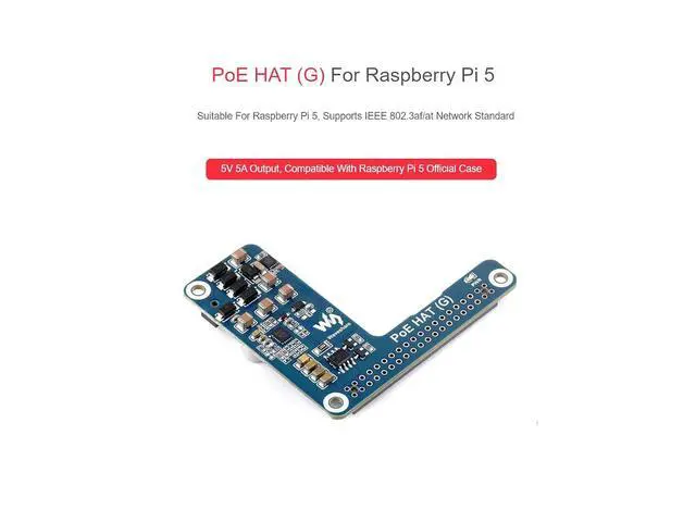 Alt view image 2 of 7 - PoE HAT (G) for Raspberry Pi 5,Power Over Ethernet HAT (G) Expansion Board, IEEE 802.3af/at Network Standard,Compatible with Raspberry Pi 5 Official Case,5V 5A Output