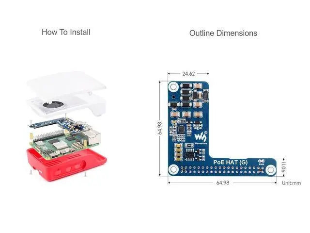 Alt view image 6 of 7 - PoE HAT (G) for Raspberry Pi 5,Power Over Ethernet HAT (G) Expansion Board, IEEE 802.3af/at Network Standard,Compatible with Raspberry Pi 5 Official Case,5V 5A Output