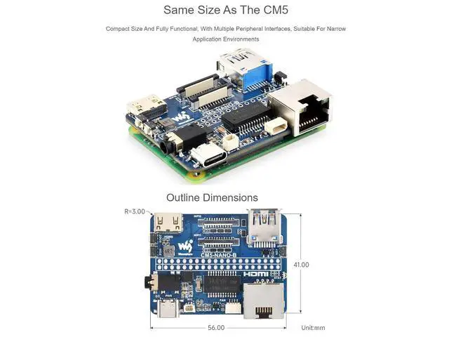 Alt view image 5 of 7 - Nano Base Board (B) for Raspberry Pi Compute Module 5 Lite/eMMC,CM5 Mini Expansion Board,Integrate Multiple Peripheral Interfaces