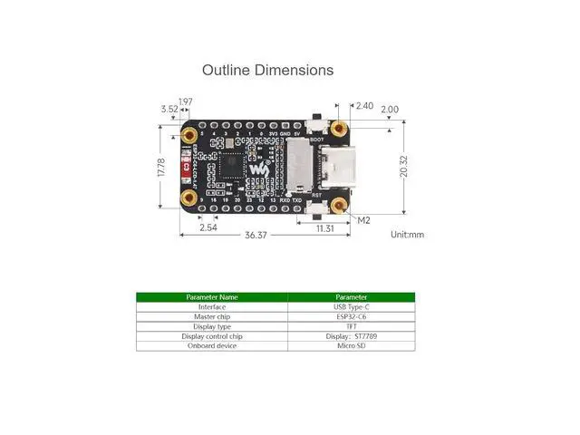 Alt view image 6 of 7 - ESP32-C6 1.47inch Display Development Board with pre-soldered Header 172×320 Resolution 262K Color LCD, 32-bit RISC-V Processor,Supports Wi-Fi 6(802.11 b/g/n) and Bluetooth 5 (LE)