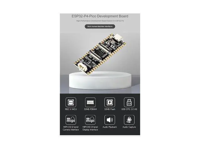 Alt view image 2 of 7 - ESP32-P4-Pico Development Board Based On ESP32-P4,High-Performance MCU with RISC-V 32-bit Ddual-core and Single-core Processors,Rich Human-Machine Interfaces