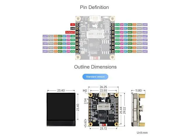 Alt view image 4 of 7 - ESP32-S3 1.3inch Display Development Board 240×240 Pixels 262K Color LCDSupports 90° Hardware Rotation,Built-in ST7789V2 Chip and 6-Axis IMU