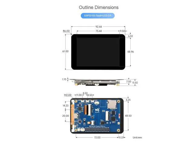 Alt view image 7 of 7 - ESP32-S3 3.5inch Capacitive Touch Display Development Board,320×480 Pixels 262K Color IPS Display Panel Support Wi-Fi and BLE 5
