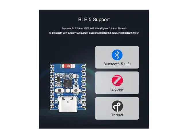 Alt view image 3 of 7 - ESP32-H2 Mini Development Board Based on ESP32-H2FH4S chip,RISC-V 32-bit Single-core Processor,Supports BLE/Zigbee/Thread Wireless Communication,4MB Flash