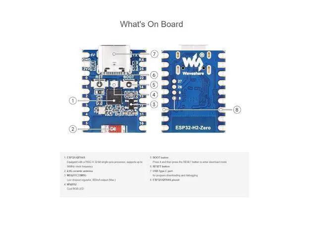 Alt view image 6 of 7 - ESP32-H2 Mini Development Board Based on ESP32-H2FH4S chip,RISC-V 32-bit Single-core Processor,Supports BLE/Zigbee/Thread Wireless Communication,4MB Flash