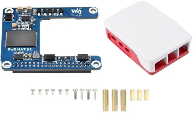 Main image of PoE HAT (H) with Case for Raspberry Pi 5 / CM 5,Power Over Ethernet HAT (H) Expansion Board,802.3af/at Network Standard,Isolated Switched-Mode Power Supply,5V 5A Output