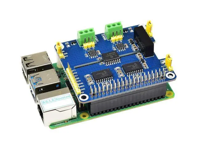 Alt view image 4 of 7 - 2-Channel Isolated CAN Bus Expansion HAT Compatible with Raspberry Pi/Arduino/STM32,2-CH CAN HAT with MCP2515 + SN65HVD230 Dual Chips Solution,Multi Onboard Protection Circuits