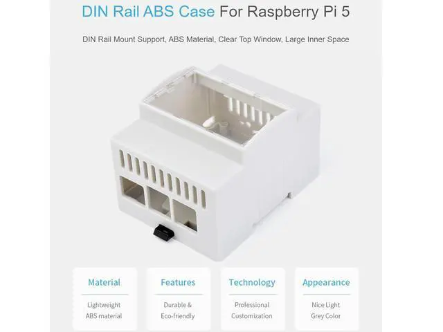 Alt view image 2 of 6 - for Raspberry Pi 5 Case,DIN Rail ABS Case for Raspberry Pi 5, Compatible with Raspbeery Pi Expansion Board PoE HAT (F), RS485 CAN HAT, 2-CH RS485 HAT