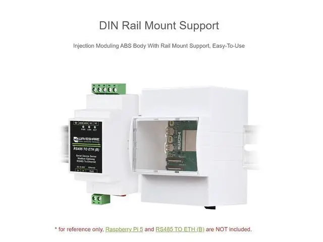 Alt view image 4 of 6 - for Raspberry Pi 5 Case,DIN Rail ABS Case for Raspberry Pi 5, Compatible with Raspbeery Pi Expansion Board PoE HAT (F), RS485 CAN HAT, 2-CH RS485 HAT