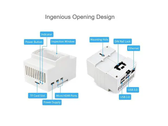 Alt view image 5 of 6 - for Raspberry Pi 5 Case,DIN Rail ABS Case for Raspberry Pi 5, Compatible with Raspbeery Pi Expansion Board PoE HAT (F), RS485 CAN HAT, 2-CH RS485 HAT