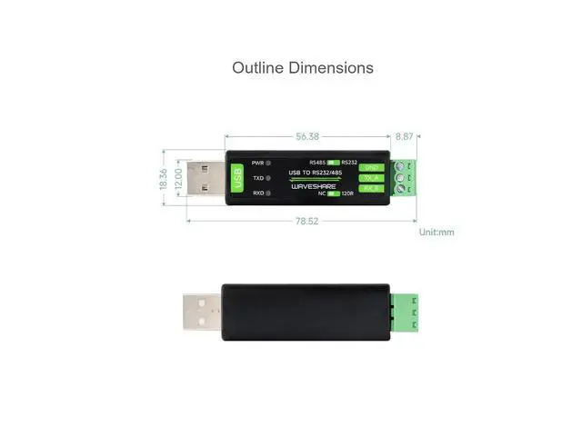 Alt view image 6 of 7 - USB to RS232 RS485 Serial Converter Adapter Onboard Original FT232RNL Chip,Supports Mac, Linux, Android, Win11/10/8.1/8/7
