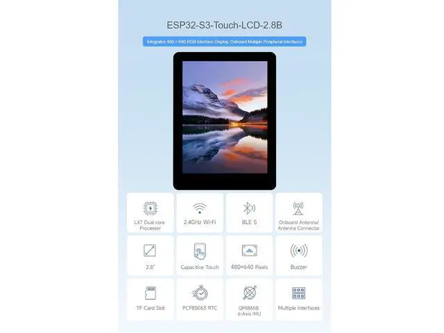 Alt view image 2 of 7 - ESP32-S3 2.8inch Display Development Board 240×320 Pixels IPS LCD Display,Supports WiFi & Bluetooth,32-Bit LX7 Dual-Core Processor
