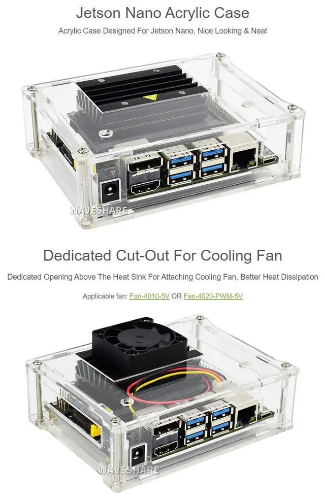 Alt view image 2 of 7 - Acrylic Case (Type A) for The Jetson Nano Developer Kit Supports Cooling Fan Dust Resistant Nice Looking