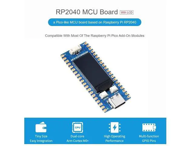 Alt view image 3 of 7 - RP2040-LCD-0.96 Mini Board High-Performance Pico-Like MCU Board Based on Raspberry Pi Microcontroller RP2040,Onboard 0.96 inch LCD,USB-C Connector,Low-Cost, Support C/C++,MicroPython