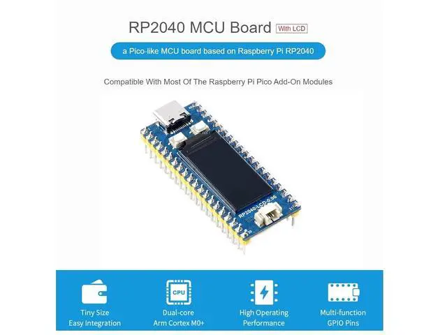Alt view image 3 of 7 - RP2040-LCD-0.96-M Mini Board High-Performance Pico-Like MCU Board with Pre-Soldered Header Based on Raspberry Pi Microcontroller RP2040,Onboard 0.96 inch LCD,USB-C Connector,Low-Cost