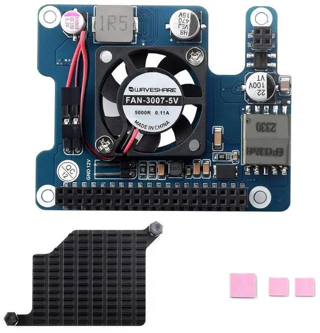 Main image of PoE HAT (F) for Raspberry Pi 5,Power Over Ethernet HAT (F) Expansion Board for Raspberry Pi 5,802.3af/at Network Standard,High Power, Onboard Cooling Fan, with Metal Heatsink