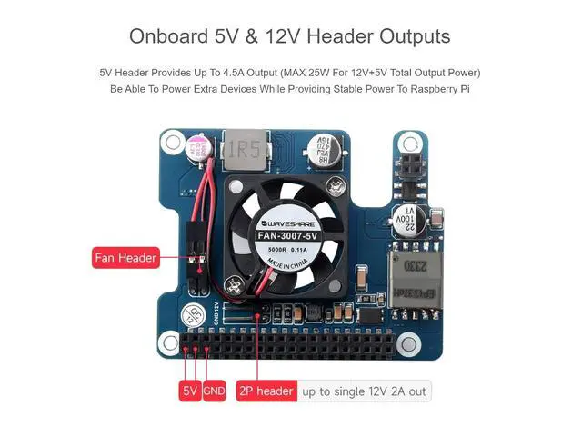 Alt view image 3 of 7 - PoE HAT (F) for Raspberry Pi 5,Power Over Ethernet HAT (F) Expansion Board for Raspberry Pi 5,802.3af/at Network Standard,High Power, Onboard Cooling Fan, with Metal Heatsink