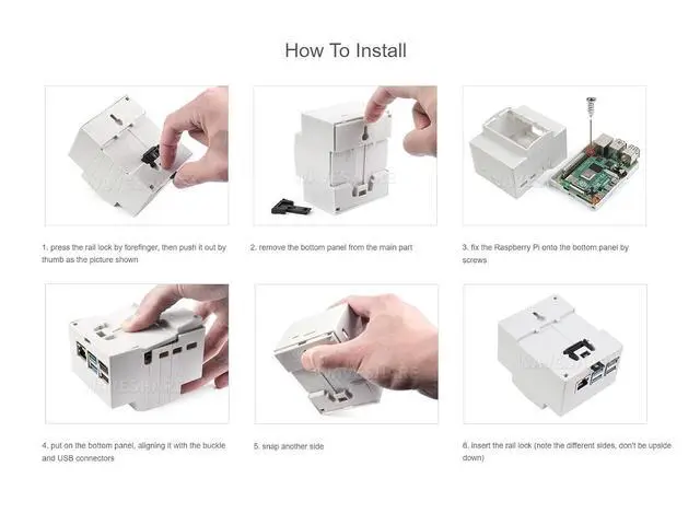 Alt view image 6 of 7 - Raspberry Pi 4 Case, DIN Rail ABS Case, Clear Top Window, Large Inner Space, Compatible with Various Raspberry Pi HATs