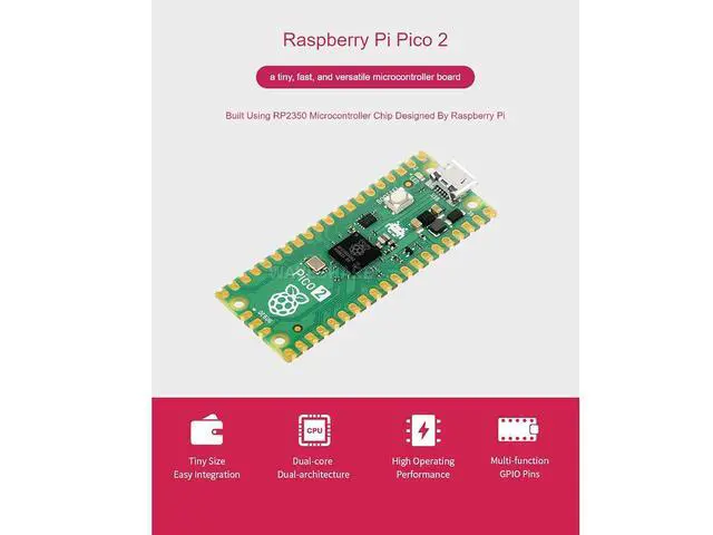 Alt view image 2 of 7 - 2 PCS Pre-soldered Raspberry Pi Pico 2 Microcontroller Development Board with Header Based on Official RP2350 Chip,Dual-core and Dual-Architecture Design