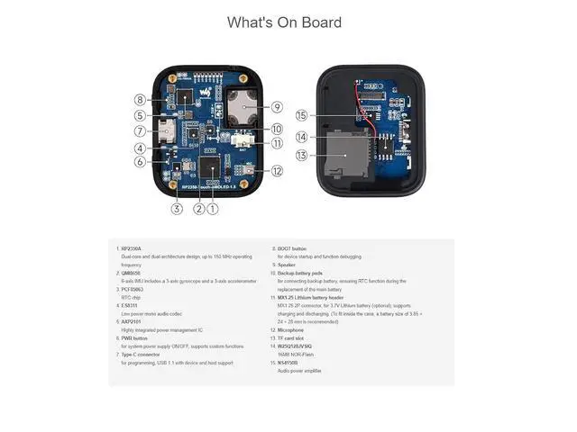 Alt view image 7 of 7 - RP2350 1.8inch Touch AMOLED Display Development Board 368×448 Pixels 16.7M Color Display,Embedded with SH8601 Display Driver and FT3168 Capacitive Touch Chip