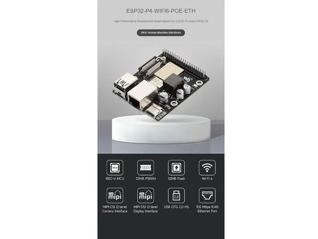 Alt view image 2 of 7 - ESP32-P4-WIFI6-POE-ETH Development Board Based On ESP32-P4 and ESP32-C6 Supports Wi-Fi 6 and Bluetooth 5 (LE),Supports PoE Power Supply,Supports AI Speech Interaction
