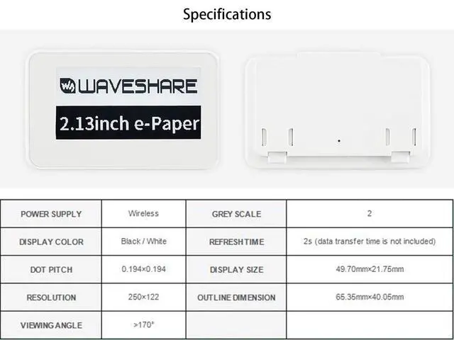 Alt view image 5 of 6 - 2.13 inch Passive NFC-Powered e-Paper,250×122 Pixel, No Battery Required No Messy Wiring Novel Passive NFC Tech Wireless Powering & Data Transfer APP Provided
