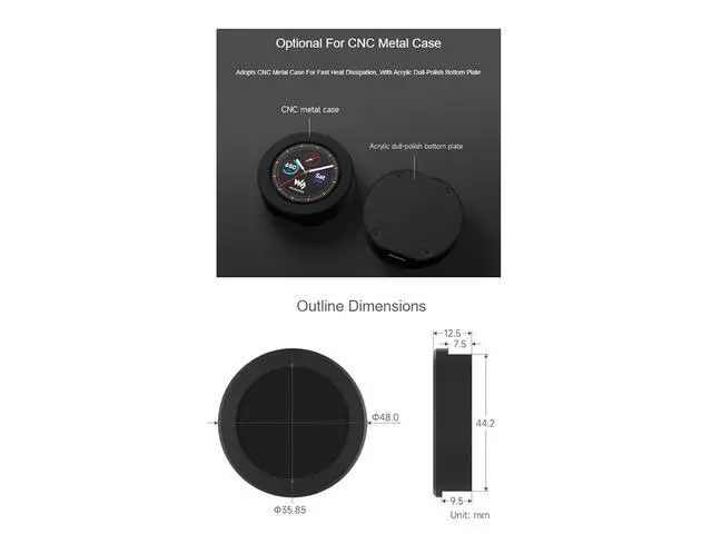Alt view image 5 of 6 - RP2350 MCU Board with 1.28inch Round Touch LCD with Metal Case,240×240 Pixels 65K Color IPS Display,6-axis SensorDual-core & Dual-Architecture Design