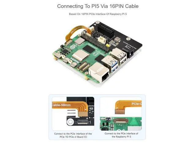 Alt view image 5 of 7 - PCIe FFC Connector to Standard PCIe x1 Slot Adapter Expansion Board (C) for Raspberry Pi,Compatible with PCIe X1, X4, X8, and X16 Interface Devices