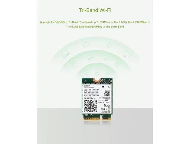 Alt view image 4 of 7 - WiFi 7 Wireless Card BE200 NIC Network Adapter,Bluetooth 5.4,5800Mbps NGFF (M.2 E Key)Supports 2.4G/5G/6GHz Tri-Band,IEEE 802.11a/b/g/n/ac/be/ax Standard