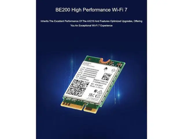 Alt view image 5 of 7 - WiFi 7 Wireless Card BE200 NIC Network Adapter,Bluetooth 5.4,5800Mbps NGFF (M.2 E Key)Supports 2.4G/5G/6GHz Tri-Band,IEEE 802.11a/b/g/n/ac/be/ax Standard