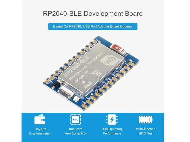 Alt view image 2 of 7 - RP2040-BLE Mini Development Board with USB Port Adapter Board Based on Raspberry Pi Microcontroller Chip RP2040,Dual-Core Arm Processor,Supports Bluetooth 5.1 Dual Mode