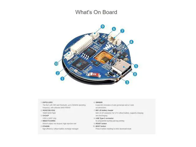 Alt view image 5 of 7 - ESP32-S3 Development Board Onboard 1.28inch Round Touch LCD Display with CNC Metal Case,Support 2.4 GHz Wi-Fi and Bluetooth 5(LE),Embedded GC9A01 Driver and CST816S Touch Control Chip