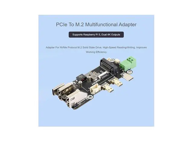 Alt view image 2 of 7 - PCIe to M.2 Multifunctional Adapter Compatible with Raspberry Pi 5,for NVMe Protocol M.2 Solid State Drive,Compatible with 2230/2242 Size M.2 Solid State Drives