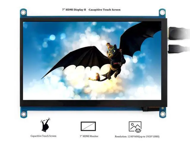Alt view image 3 of 7 - 7inch HDMI LCD (H) 1024x600 IPS Capacitive Touch Screen LCD Display HDMI Module for Raspberry Pi, Jetson Nano, BB Black, Banana Pi, Microsoft XBOX360 and Nintendo Switch