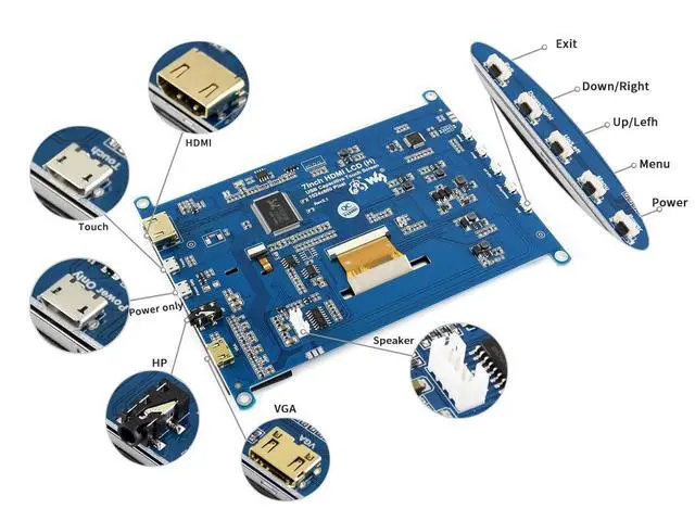 Alt view image 6 of 7 - 7inch HDMI LCD (H) 1024x600 IPS Capacitive Touch Screen LCD Display HDMI Module for Raspberry Pi, Jetson Nano, BB Black, Banana Pi, Microsoft XBOX360 and Nintendo Switch