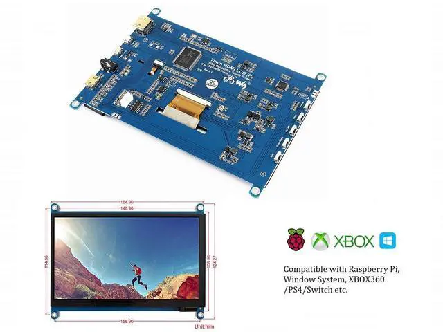 Alt view image 7 of 7 - 7inch HDMI LCD (H) 1024x600 IPS Capacitive Touch Screen LCD Display HDMI Module for Raspberry Pi, Jetson Nano, BB Black, Banana Pi, Microsoft XBOX360 and Nintendo Switch