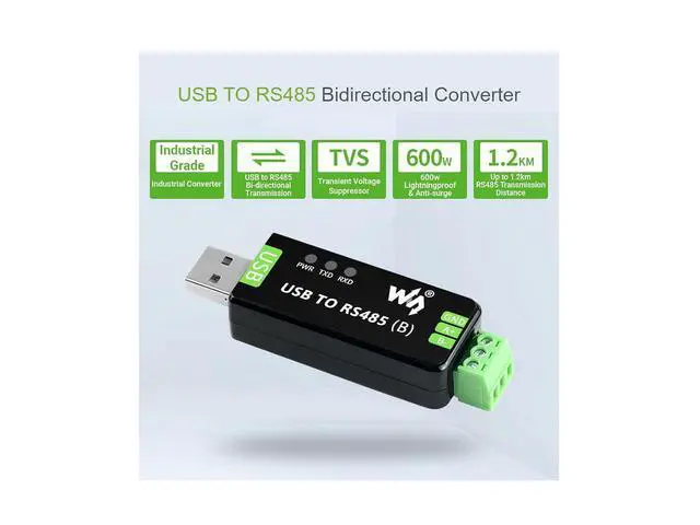 Alt view image 3 of 7 - Industrial USB to RS485 Converter Adapter Original CH343G and SP485EEN Chip,Lightningproof Tube, Resettable Fuse, ESD And TVS Protection Circuits ,Supports Mac, Linux, Android, WinCE, Windows