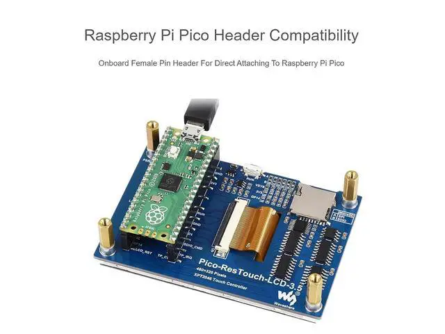 Alt view image 3 of 7 - for Raspberry Pi Pico LCD 3.5inch Touch Display Module 480×320 Resolution 65K Colors Display IPS Screen,Resistive Touch Controller XPT2046, ILI9488 Driver, Using SPI Bus